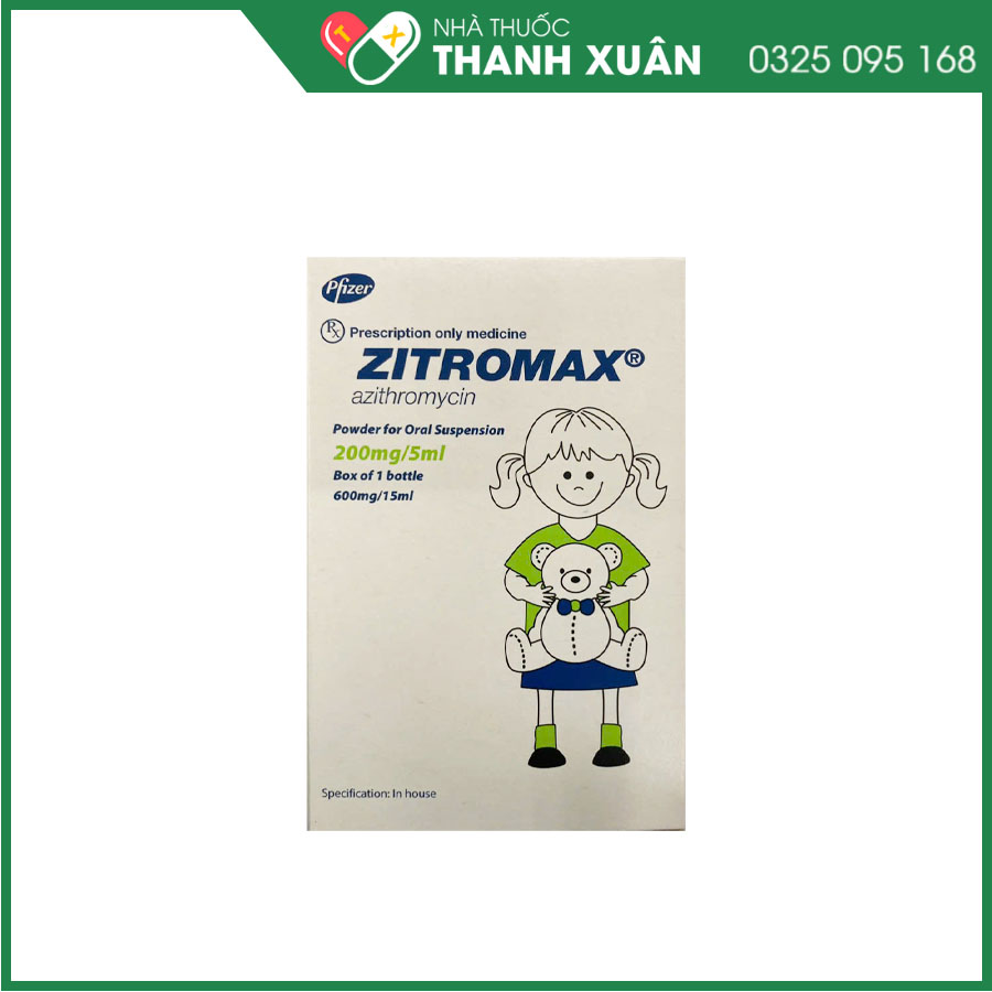 Zitromax SR 200mg/5ml thuốc kháng sinh điều trị nhiễm khuẩn hô hấp, nhiễm khuẩn tiêu hóa, nhiễm khuẩn da và mô